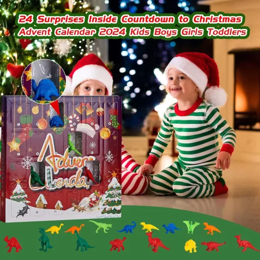 Calendar de Advent cu Dinozauri Douthfolle 2025 - Cadou de Crăciun cu 24 de Zile pentru Băieți de 3-8 Ani