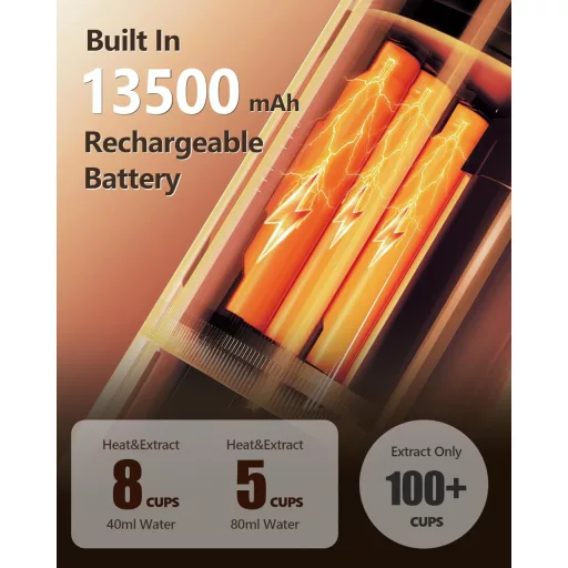 CONQUECO Prenosný elektrický kávovar na espresso – 12V kávovar do auta, batériový, kompatibilný s NS kapsulami a mletou kávou, sivý (2 ks