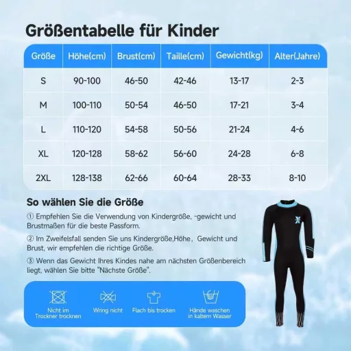 X-mAnTA Gyerek Neoprén Wetsuit 2.5mm - Hosszú Ujjú Termál Úszóruha Fiúknak Lányoknak