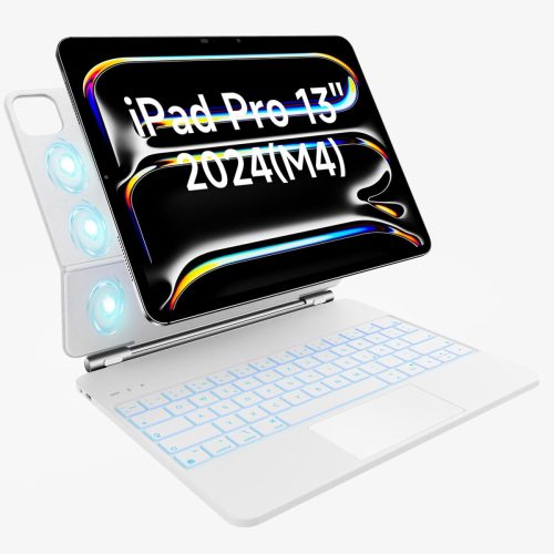 HOU Magic Keyboard iPad Pro 13 (M4) Tokkal - QWERTZ Billentyűzet, Bárhol Kattintható Trackpaddel, 7 Színű Háttérvilágítás, Mágneses Dizájn, 