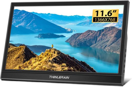 Monitor portabil Thinlerain 11,6" cu HDMI - Ecran HD 1366x768 cu difuzoare integrate pentru Raspberry Pi, etc.