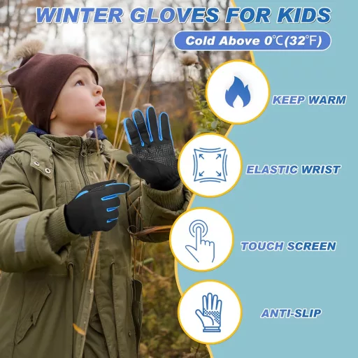 Sukeen gyerek softshell téli kesztyű, szélálló futó és kerékpáros kesztyű