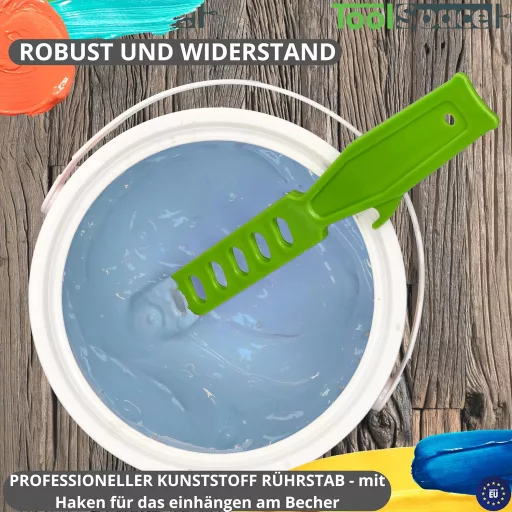 AJKA BIS Festékkeverő Készlet - 3 db Zöld Műanyag Keverőpálca 35 cm - Festék, Lakk, Epoxi, Akril, Gyanta és Emulzió Keverésére - Újrahasznál