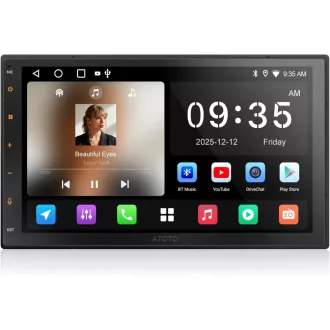   Unitate auto ATOTOZONE A5L Double DIN Android cu navigație GPS, CarPlay wireless, ecran tactil de 7"