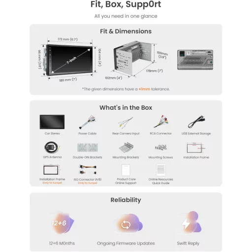 ATOTOZONE A5L 2DIN Android autorádio s GPS navigáciou, bezdrôtovým CarPlay a 7" dotykovou obrazovkou