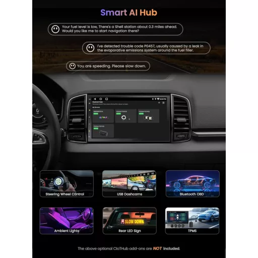 ATOTOZONE A5L Dupla DIN Android Autórádió GPS Navigációval, Wireless CarPlay, 7" Érintőképernyő