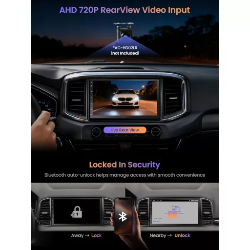 ATOTOZONE A5L Dupla DIN Android Autórádió GPS Navigációval, Wireless CarPlay, 7" Érintőképernyő