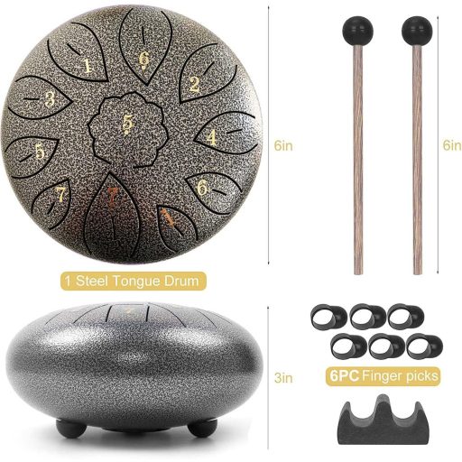 Sunshine smile 6-inčni čelični bubanj s jezičcima 11 tonova handpan udaraljka s batom