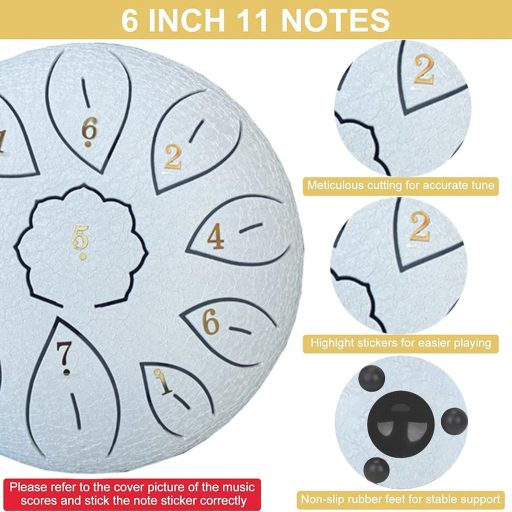 Sunshine smile 6 Inch 11 Tónusos Acél Nyelvdob Handpan Ütőhangszer Kalapáccsal