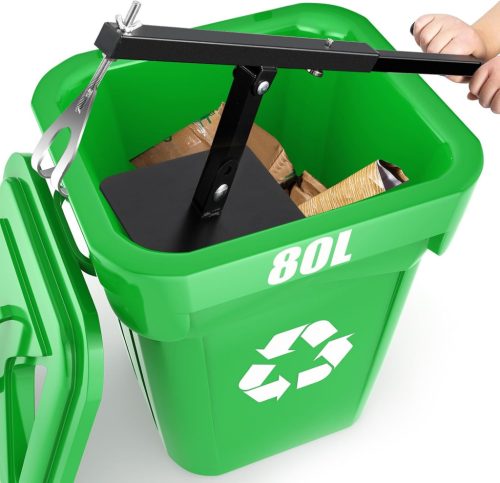 Compactor manual NEWTRY pentru deșeuri, pentru pubele de 60-100L - Presă de gunoi compactă din oțel inoxidabil pentru casă, restaurante, verde