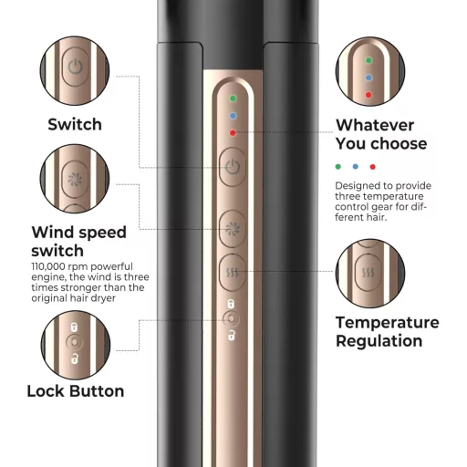 UKLISS Pro Airstyler 6 az 1-ben Ionos Hajformázó, 1400W, 110.000 RPM, Automata Hajgöndörítő és Egyenesítő Funkcióval, Minden Hajtípusra