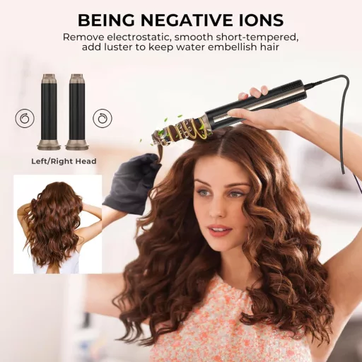 UKLISS Pro Airstyler 6 az 1-ben Ionos Hajformázó, 1400W, 110.000 RPM, Automata Hajgöndörítő és Egyenesítő Funkcióval, Minden Hajtípusra