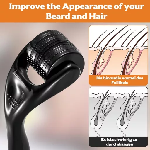 BieMian Beard Roller 0,5 mm Szakállnövekedéshez Microneedling Dermaroller