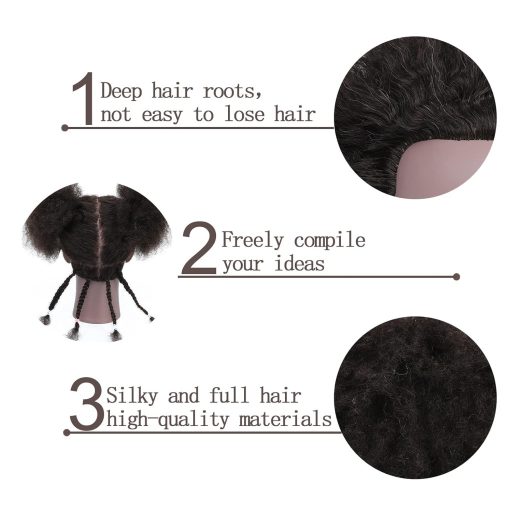 RUISIMEI Afro Cvičná hlava s 100% pravými vlasmi – Kadernícka cvičná hlava pre afroamerické účesy, zapletanie, so stolným upevnením