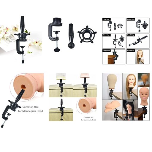 RUISIMEI Afro Cvičná hlava s 100% pravými vlasmi – Kadernícka cvičná hlava pre afroamerické účesy, zapletanie, so stolným upevnením