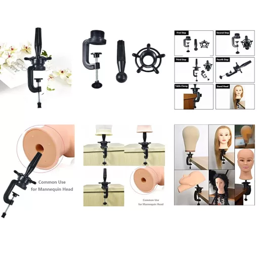 RUISIMEI Afro Cvičná hlava s 100% pravými vlasmi – Kadernícka cvičná hlava pre afroamerické účesy, zapletanie, so stolným upevnením