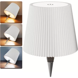   nulmvic LED Üveg Asztali Lámpa Fehér - Töltödhető 5200mAh, Dimmelhető 3 Szín, Érintésvezérlés, IP54 Vízálló