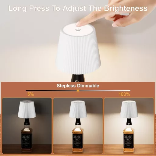 nulmvic LED staklena stolna lampa Bijela - Punjiva 5200mAh, Zatamnjiva, 3 boje, Kontrola na dodir, IP54 Vodootporna