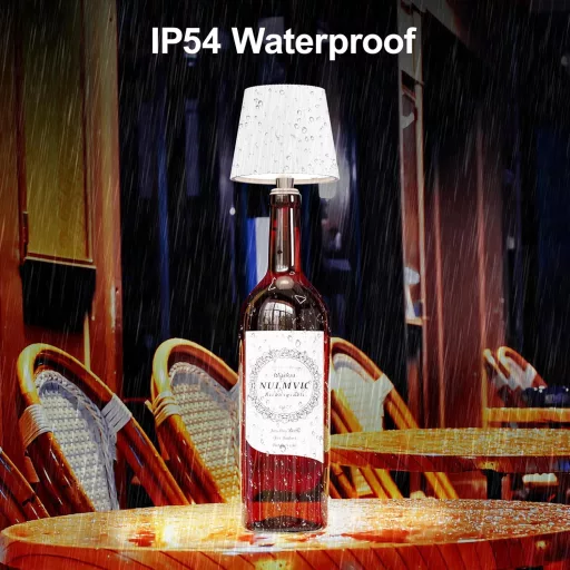 nulmvic LED staklena stolna lampa Bijela - Punjiva 5200mAh, Zatamnjiva, 3 boje, Kontrola na dodir, IP54 Vodootporna