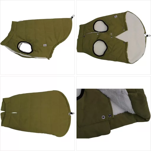 Lovelonglong Vízálló Téli Kutyamellény Fleece Béléssel - Gombos Kutyakabát Katonazöld 2XL