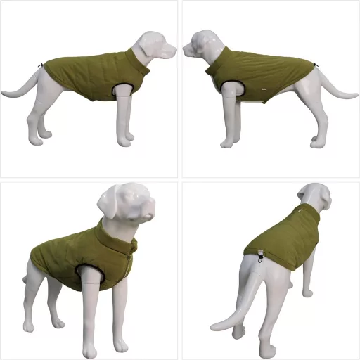Lovelonglong Vízálló Téli Kutyamellény Fleece Béléssel - Gombos Kutyakabát Katonazöld 2XL