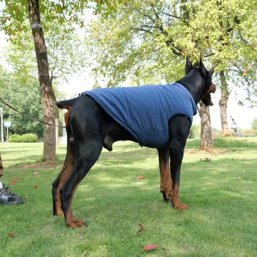 Lovelonglong Vízálló Téli Kutyakabát Fleece Béléssel Gombos Sötétkék XL