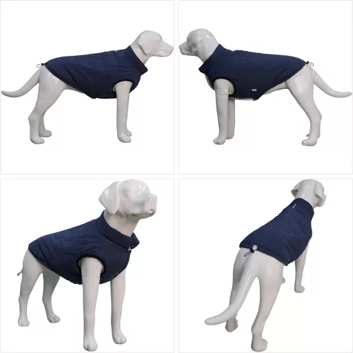 Lovelonglong Vízálló Téli Kutyakabát Fleece Béléssel Gombos Sötétkék XL