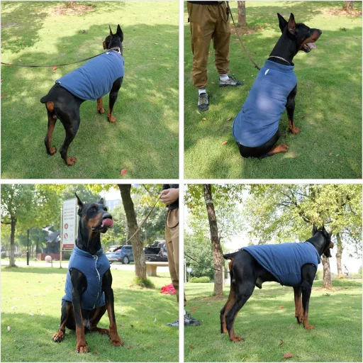 Lovelonglong Vízálló Téli Kutyamellény Fleece Béléssel Gombos Sötétkék 2XL