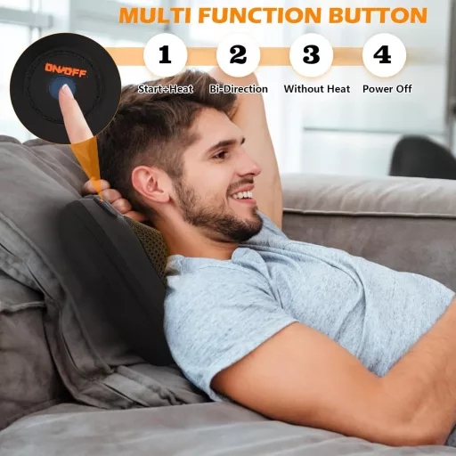 PAT JUUMG Shiatsu masszázspárna hőfunkcióval, nyak és váll masszírozó 3D forgó funkcióval