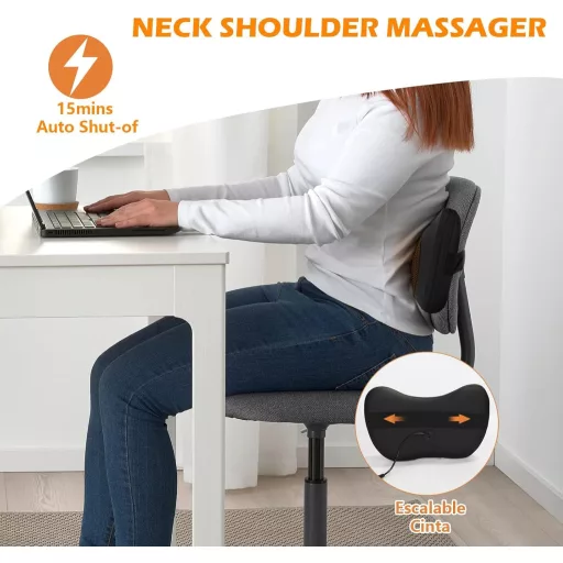 PAT JUUMG Shiatsu masszázspárna hőfunkcióval, nyak és váll masszírozó 3D forgó funkcióval