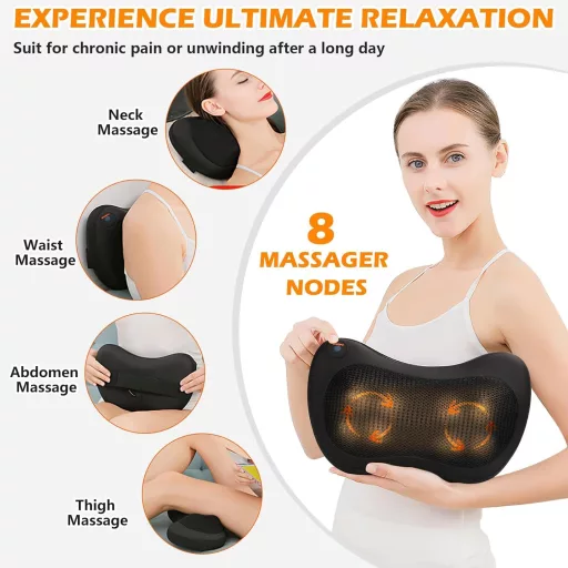 PAT JUUMG Shiatsu masszázspárna hőfunkcióval, nyak és váll masszírozó 3D forgó funkcióval