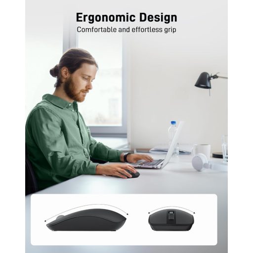 Acer Wireless Egér 2.4GHz USB Vevővel, 1600 DPI, Ultravékony Hordozható Számítógép Egér