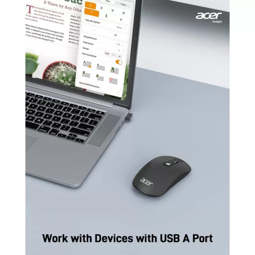 Mouse Wireless Acer cu Receptor USB 2.4GHz, 1600 DPI, Mouse de Laptop Ultra-subțire și Portabil