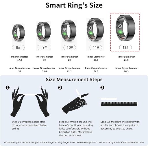 OBEST Inel inteligent Fitness Tracker Puls, Oxigen Sanguin, Monitorizare Somn, IP68 Rezistent la apă