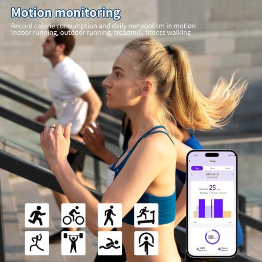 OBEST Inel inteligent Fitness Tracker Puls, Oxigen Sanguin, Monitorizare Somn, IP68 Rezistent la apă