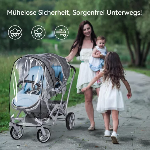 bemece Univerzális Esővédő Ikerkocsihoz - Vízálló, Porálló, Szélálló