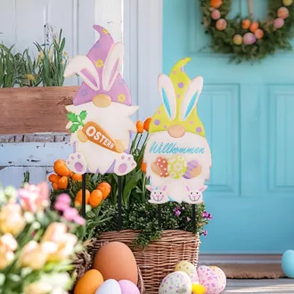   TERESA'S COLLECTIONS 60 cm Uskršnji Vrtni Patuljak Zeko s Ušima Proljetna Dekoracija