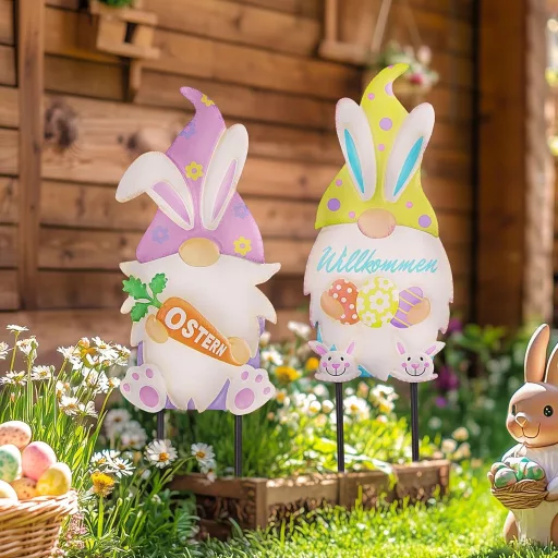 TERESA'S COLLECTIONS 60 cm Uskršnji Vrtni Patuljak Zeko s Ušima Proljetna Dekoracija