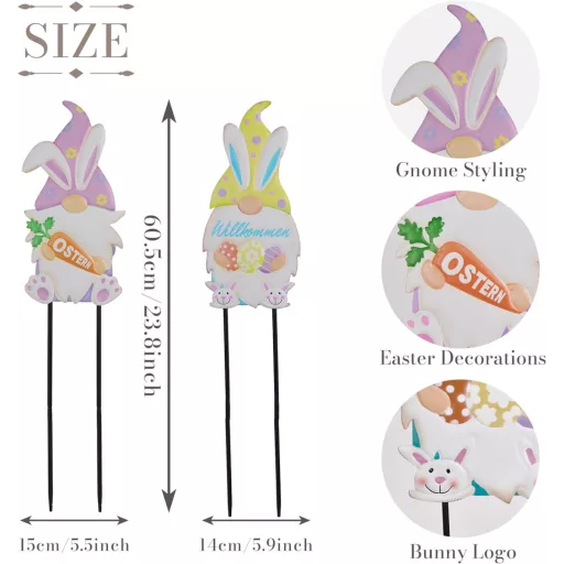TERESA'S COLLECTIONS 60 cm Uskršnji Vrtni Patuljak Zeko s Ušima Proljetna Dekoracija