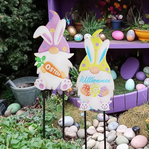 TERESA'S COLLECTIONS 60 cm Uskršnji Vrtni Patuljak Zeko s Ušima Proljetna Dekoracija