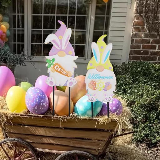 TERESA'S COLLECTIONS 60 cm Uskršnji Vrtni Patuljak Zeko s Ušima Proljetna Dekoracija