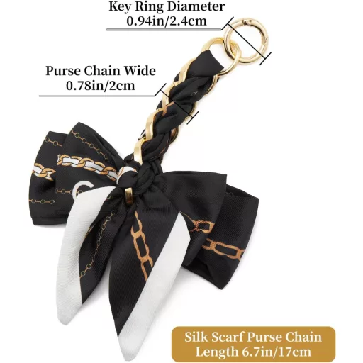 QIUTIMIY Fekete Táska Lánc - Elegáns Váll és Keresztpántos Táska Kiegészítő, Női Táska Dísz, Praktikus Táskadísz