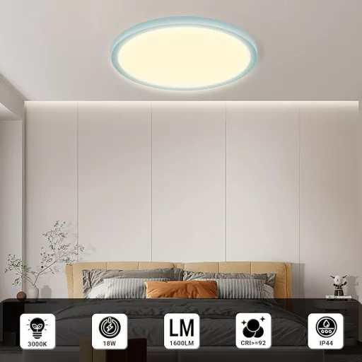 Plafonieră LED LQWELL IP44 rezistentă la apă, albastru, 18W, 3000K