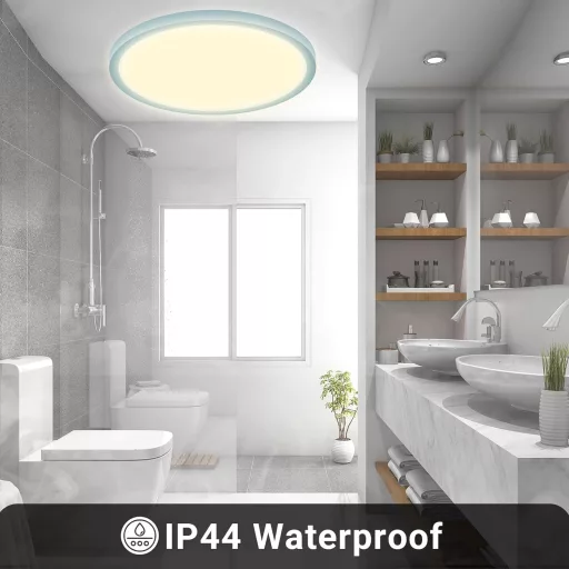 Plafonieră LED LQWELL IP44 rezistentă la apă, albastru, 18W, 3000K