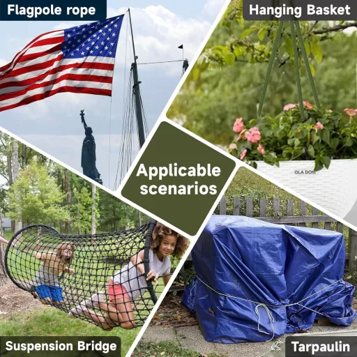 KINGLAKE 6mm zelené nylonové lano 30m, pevné pletené viazacie lano na stan a balenie