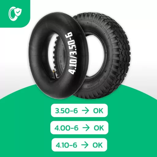 MOOVMOOV Talicska Gumiabroncs 3.50-6 (4.10/3.50-6) Belső Tömlővel - 147 kg Teherbírású Megerősített 4PLY Kerék 8" Felnihez - Univerzális Ker