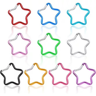   Telooco Csillag Alakú Karabiner Kulcstartó 10 Darabos Szett - 4,5cm Színes Fém Mini Karabiner Túrázáshoz Horgászathoz