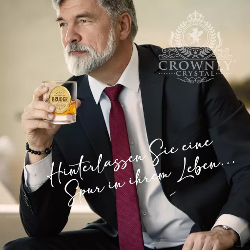 Pahar de whisky gravat CROWNLY CRYSTAL pentru frate, cadou personalizat