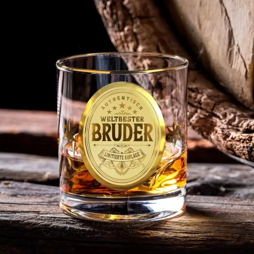 Pahar de whisky gravat CROWNLY CRYSTAL pentru frate, cadou personalizat