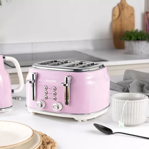 Salter Retro 1,7L Vízforraló 3kW Vezeték Nélküli Rózsaszín Szűrővel
